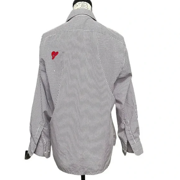 Draper's & Damon's Button Up Shirt Womens Medium Purple Striped‎ Red Hat Novelty - Picture 2 of 8